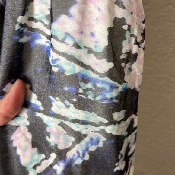 Charlie Jade Embellished MultiColor Abstract Print Silk Maxi Dress sz M - Picture 9 of 9